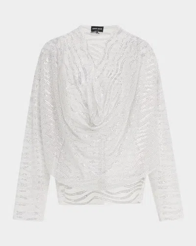 Giorgio Armani Embellished Draped Long-sleeve Blouse In Multi