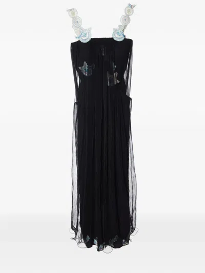 Pre-owned Giorgio Armani Embellished Dress In Black