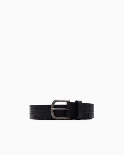Giorgio Armani Embellished Leather Belt In Blue