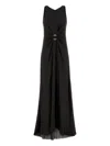 Giorgio Armani Beaded-ring Silk Georgette Backless Gown In Brown