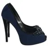 Giorgio Armani Embellished Peep-toe Pumps In Navy Blue Satin In Blue