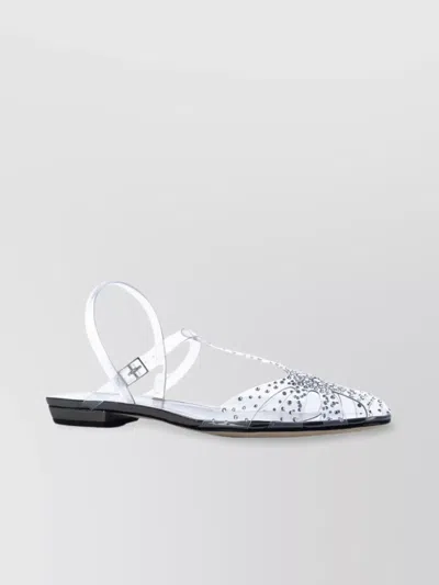 GIORGIO ARMANI EMBELLISHED POINTED TOE TRANSPARENT SANDALS