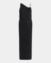 Giorgio Armani Embellished Rose One-shoulder Gown In Solid Black