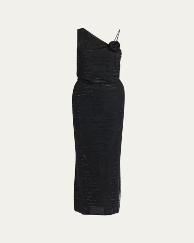 GIORGIO ARMANI EMBELLISHED ROSE ONE-SHOULDER GOWN