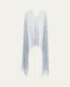 Giorgio Armani Embellished Sheer V-neck Cape In Solid Blue Navy