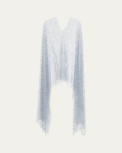 Giorgio Armani Embellished Sheer V-neck Cape In Blue