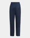 Giorgio Armani Straight-leg Velvet Trousers In Solid Blue Navy