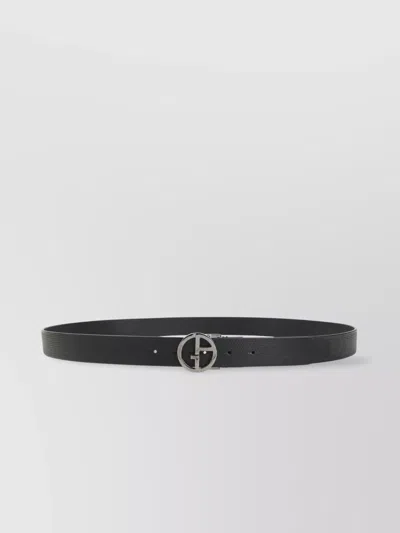 Giorgio Armani Embossed And Smooth Leather Belt In Gray