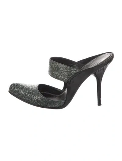 Pre-owned Giorgio Armani Embossed Leather Animal Print Mules In Multi