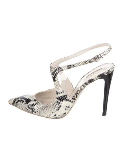 Pre-owned Giorgio Armani Embossed Leather Animal Print Slingback Pumps In Neutral