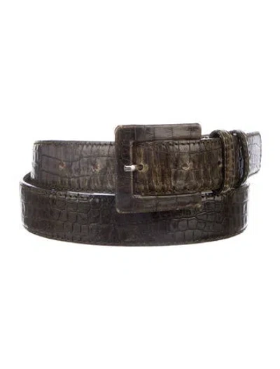 Pre-owned Giorgio Armani Embossed Leather Belt In Green