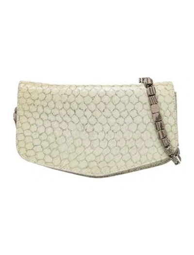 Pre-owned Giorgio Armani Embossed Leather Shoulder Bag In Green