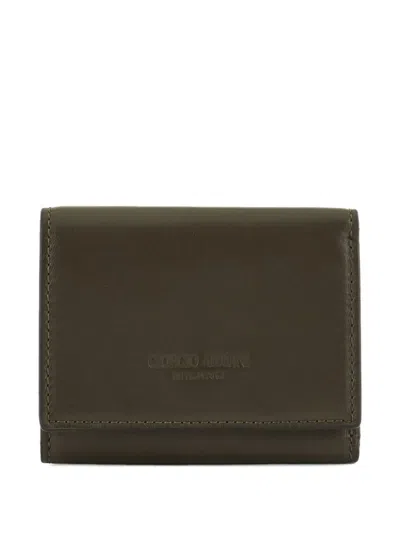 Giorgio Armani Embossed-logo Cardholder In Green