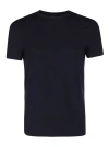 Giorgio Armani Wool Jersey Crew-neck T-shirt With A Striped Motif In Blue