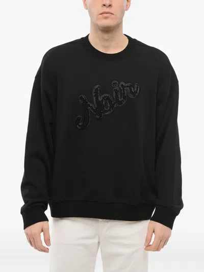 Giorgio Armani Embroidered Crew Neck Sweatshirt In Black