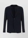 Giorgio Armani Embroidered Cupro Blend Blazer With Notched Lapel