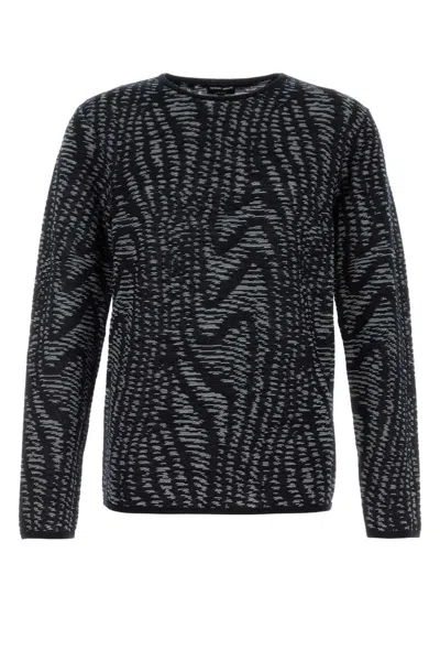 Giorgio Armani Embroidered Jacquard Sweater In Black