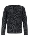 Giorgio Armani Men's Embroidered Jacquard Sweater In Blubianco