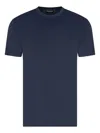 Giorgio Armani Embroidered-logo Cotton T-shirt In Blue