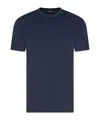 Giorgio Armani Embroidered-logo Cotton T-shirt In Blue