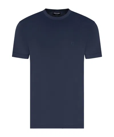 GIORGIO ARMANI EMBROIDERED-LOGO COTTON T-SHIRT