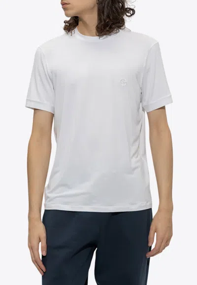 Giorgio Armani Embroidered Logo Crewneck T-shirt In White