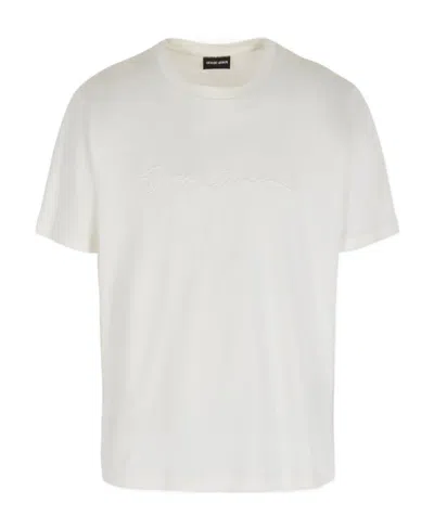 Giorgio Armani Embroidered Logo Double-sided T-shirt In White