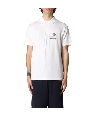Giorgio Armani Embroidered-logo Short-sleeved Polo Shirt In White