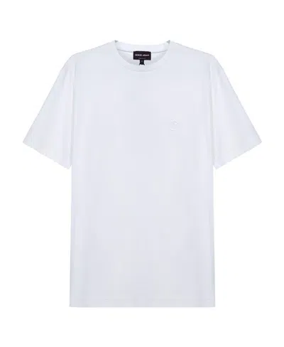 Giorgio Armani Embroidered Logo T-shirt In White