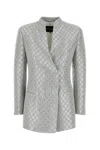 Giorgio Armani Light Grey Double-breasted Jacket With Sequin Embellishment In Grigio