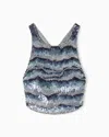 Giorgio Armani Embroidered Silk Top In Gray