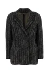 Giorgio Armani Tailored Jacket With Patterned Notched Lapels In Black