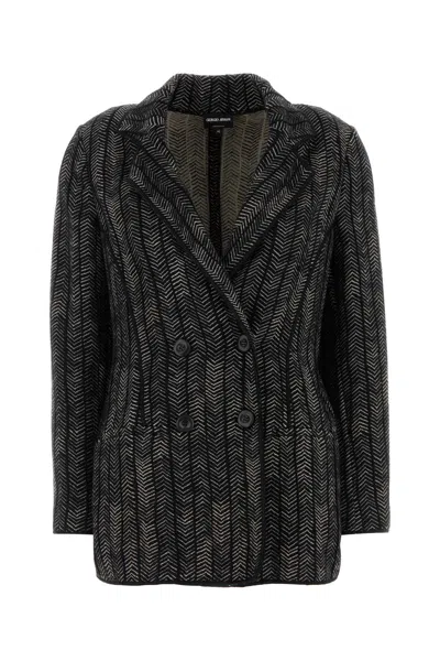 GIORGIO ARMANI GIORGIO ARMANI EMBROIDERED STRETCH CASHMERE BLEND BLAZER
