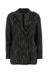 Giorgio Armani Tailored Jacket With Patterned Notched Lapels In Black