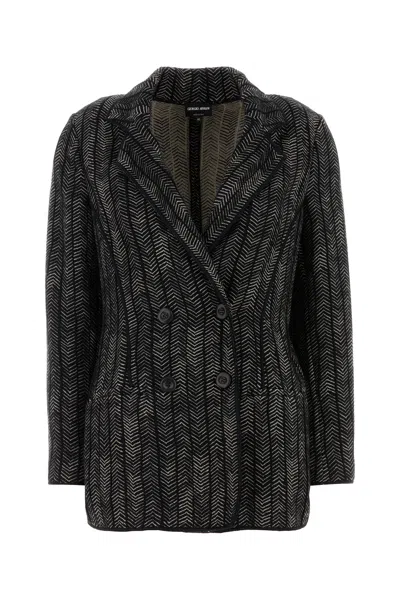 GIORGIO ARMANI GIORGIO ARMANI EMBROIDERED STRETCH CASHMERE BLEND BLAZER