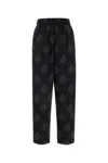Giorgio Armani Stretch Silk Pant With Embroidered Geometric Pattern In Black