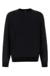 Giorgio Armani Embroidered Stretch Wool Blend Sweater In Black