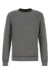 Giorgio Armani Embroidered Stretch Wool Blend Sweater In Blu