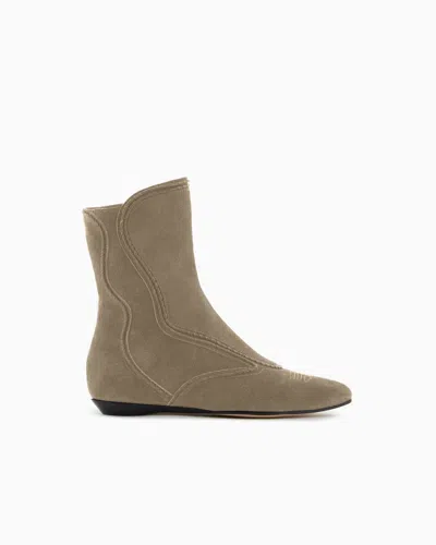 Giorgio Armani Embroidered Suede Ankle Boots