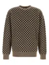 Giorgio Armani Checkered Knit Sweater Crew Neck Style In Multi