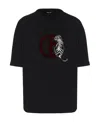 Giorgio Armani Embroidered Tiger Logo T-shirt In Black