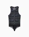 Giorgio Armani Embroidered Tulle Bodysuit In Blue