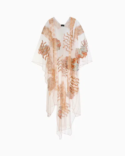 Giorgio Armani Embroidered Tulle Cape