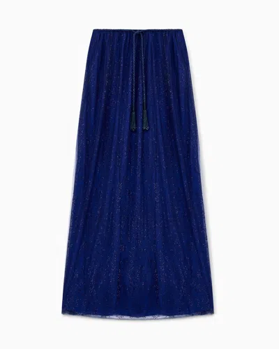 Giorgio Armani Embroidered Tulle Long Skirt In Pattern