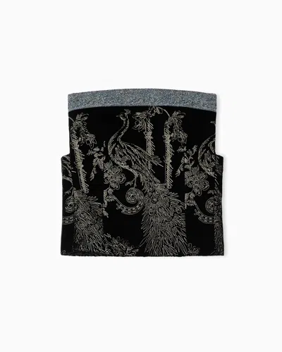 Giorgio Armani Embroidered Velvet Bustier Top In Black