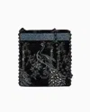 Giorgio Armani Embroidered Velvet Shoulder Bag In Black