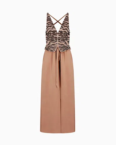 Giorgio Armani Embroidered Viscose And Silk Long Dress In Pattern