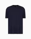 Giorgio Armani Embroidered Viscose Crew-neck T-shirt In Blue