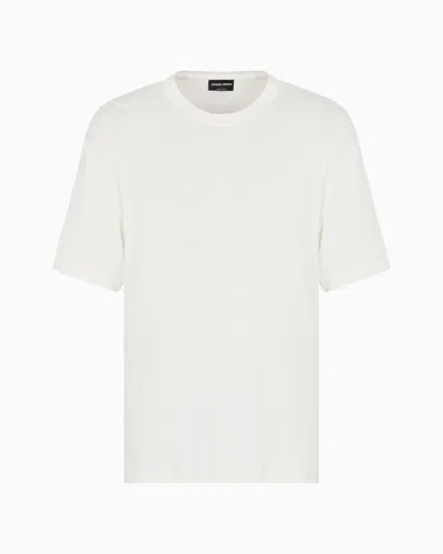 GIORGIO ARMANI EMBROIDERED VISCOSE CREW-NECK T-SHIRT