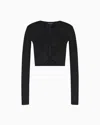 Giorgio Armani Embroidered Viscose Knit Short Jumper In Black